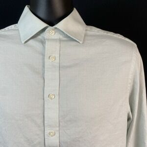 Charles Tyrwhitt Slim Fit Dress Shirt 15.5 34 Pale Mint Green Micro Check